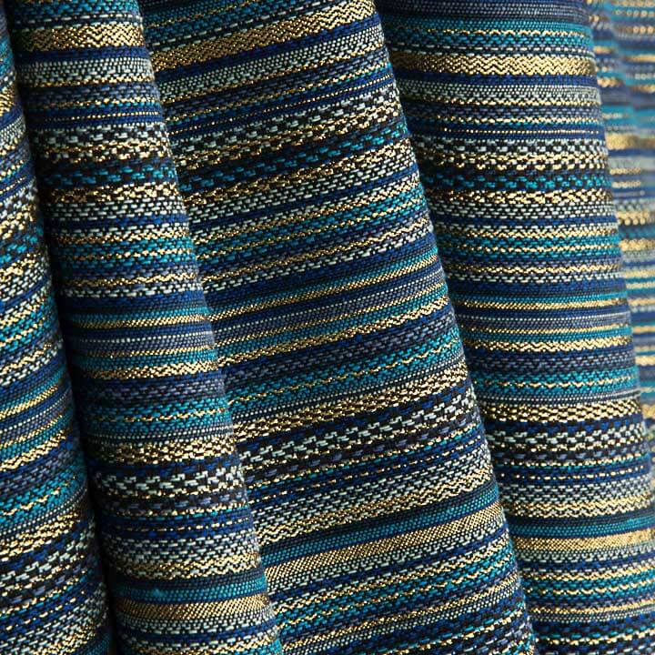 Blue Alpujarra-style Lurex Striped Brocade - Ribes y Casals