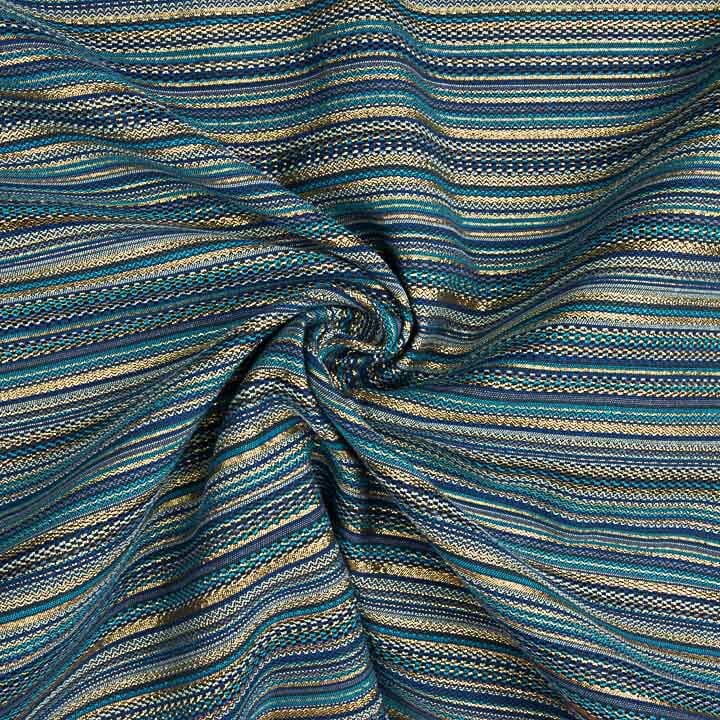 Blue Alpujarra-style Lurex Striped Brocade - Ribes y Casals