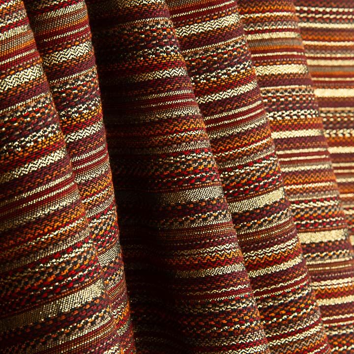 Red Alpujarra-style Lurex Stripe Brocade - Ribes y Casals