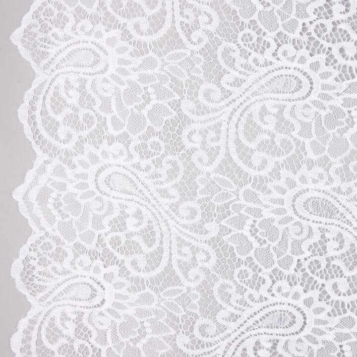 White Paisley ‘Bridal Garden’ Embroidered Lace - Ribes y Casals