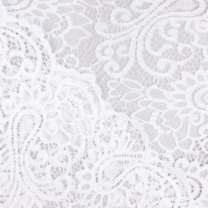 White Paisley ‘Bridal Garden’ Embroidered Lace - Ribes y Casals