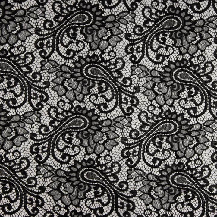 Black Paisley ‘Bridal Garden’ Embroidered Lace - Ribes y Casals