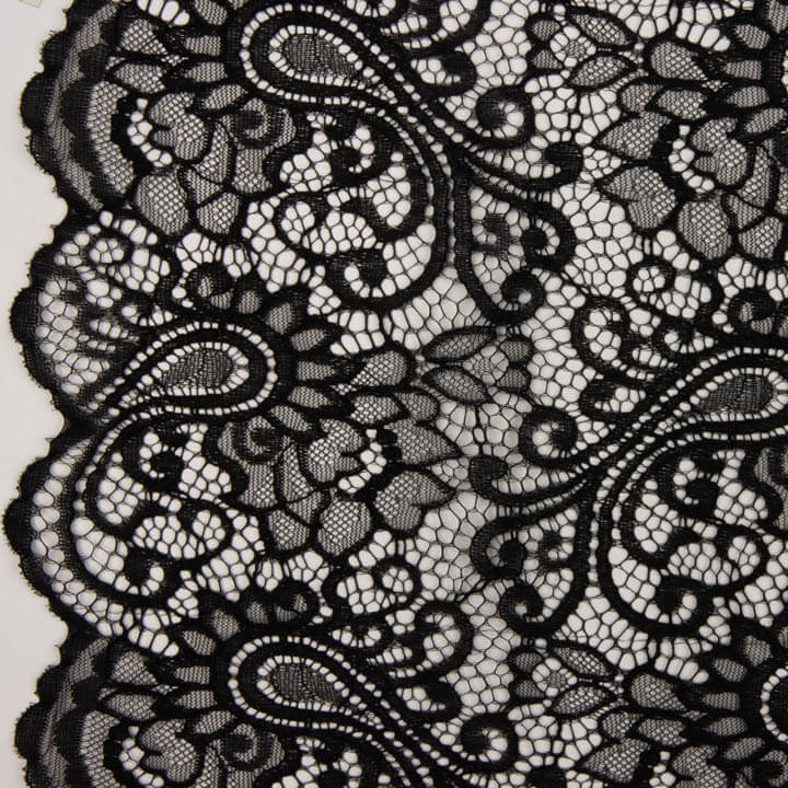 Black Paisley ‘Bridal Garden’ Embroidered Lace - Ribes y Casals