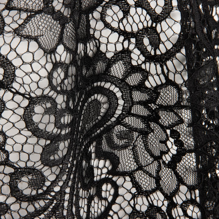 Black Paisley ‘Bridal Garden’ Embroidered Lace - Ribes y Casals