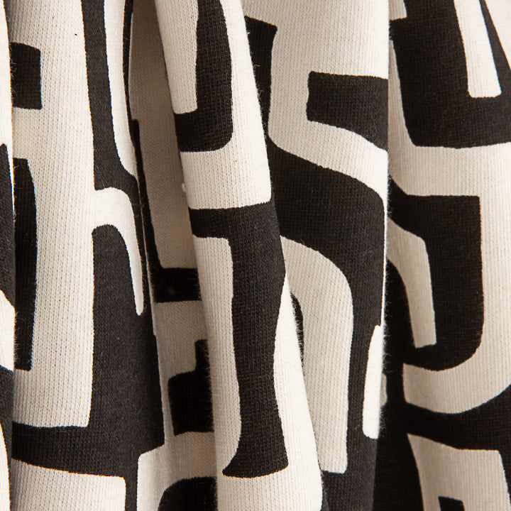 Black Abstract Print Fleece Top - Ribes y Casals