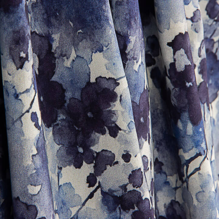 Stretch Viscose Fabric, Watercolour Blue Floral Print - Ribes y Casals