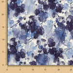 Stretch Viscose Fabric, Watercolour Blue Floral Print - Ribes y Casals