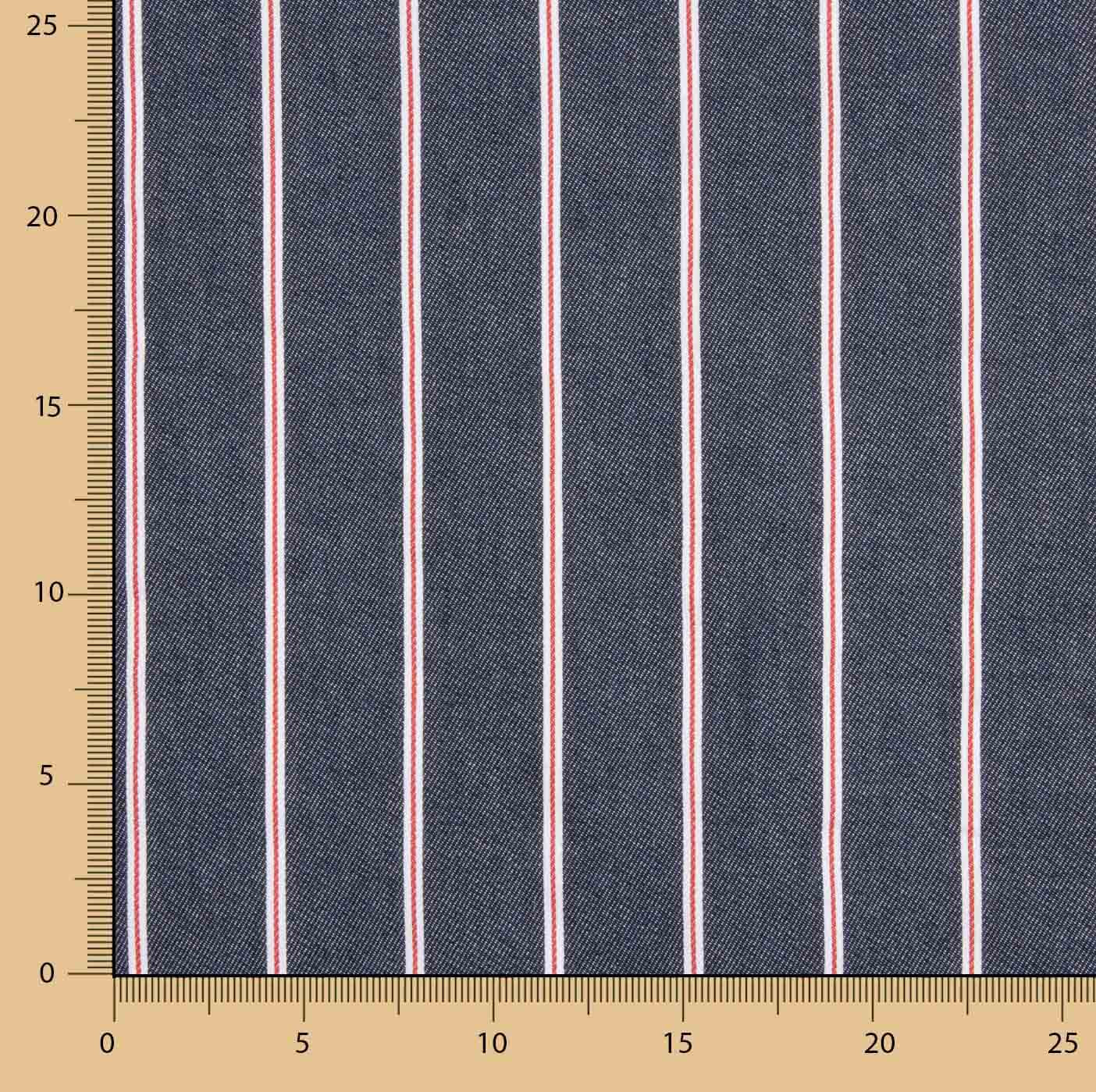 Heritage Nautical Print, Red and White Stripes Denim - Ribes y Casals