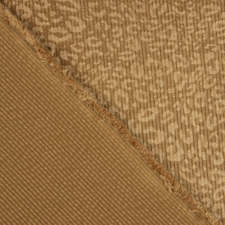 Caramel Brown Leopard Print Corduroy - Ribes y Casals