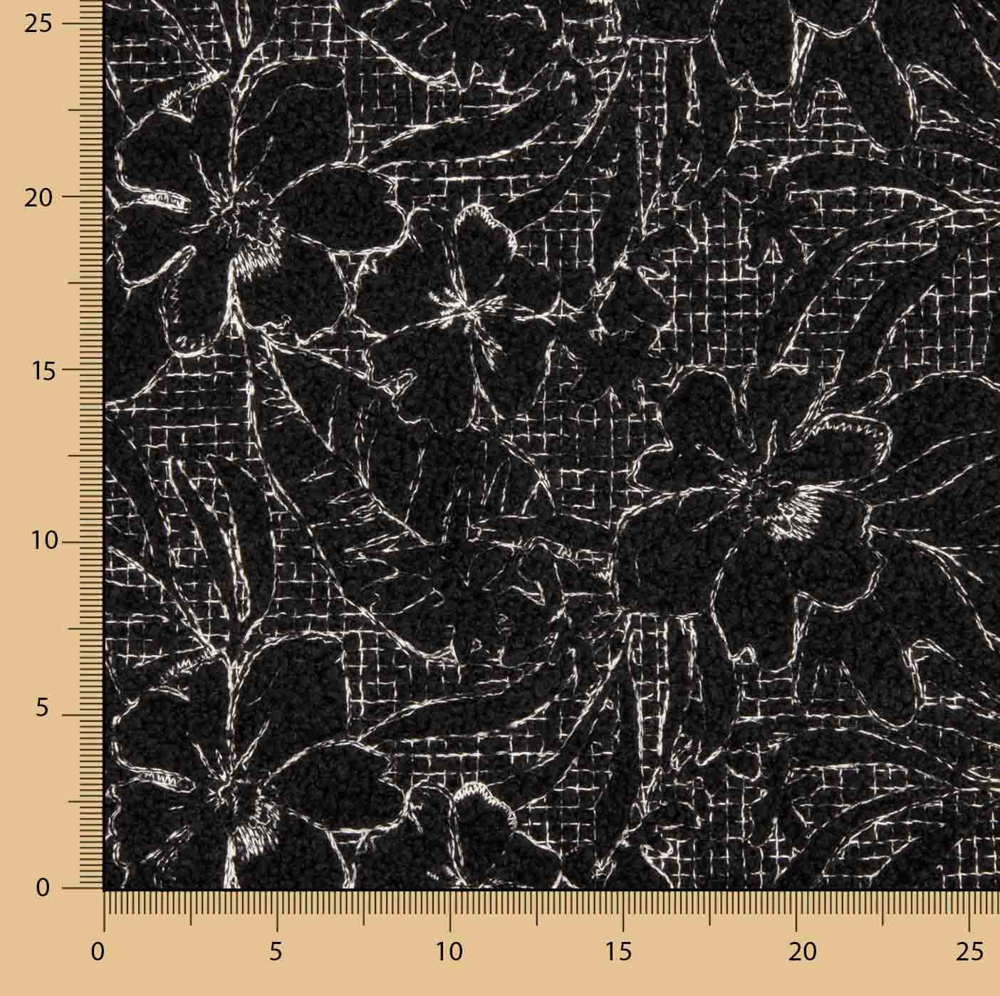 Noctis Black Floral Embroidered Bouclé - Ribes y Casals