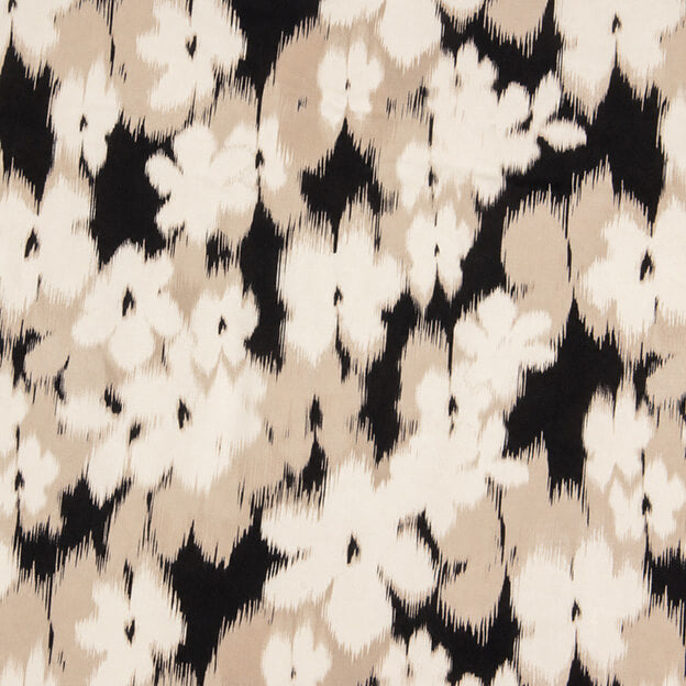 Black Floral Print Satin Viscose - Ribes y Casals