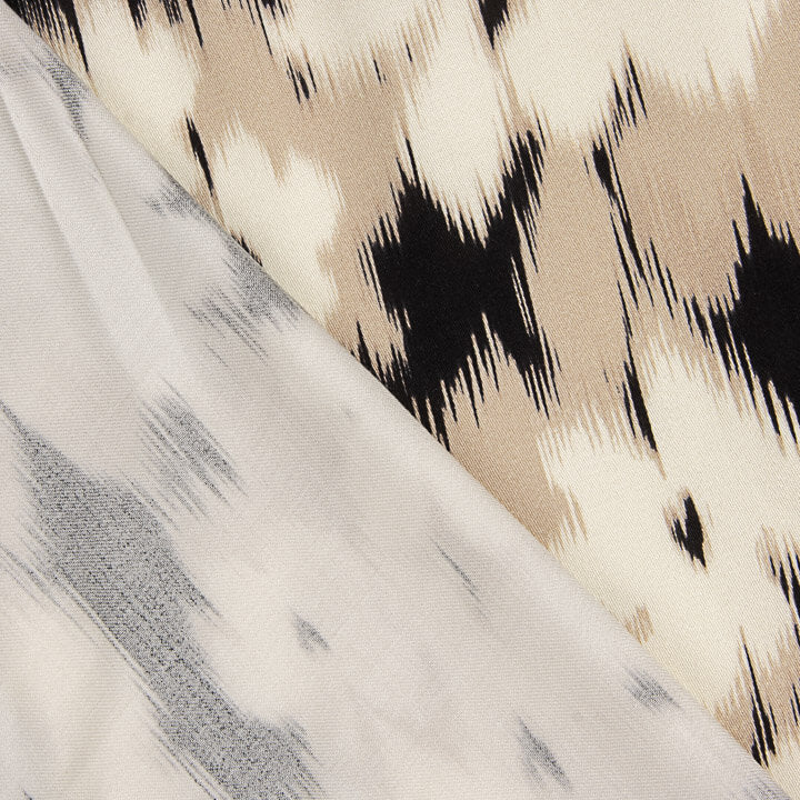 Black Floral Print Satin Viscose - Ribes y Casals