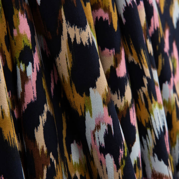 Pink Animal Print Satin Viscose Fabric - Ribes y Casals