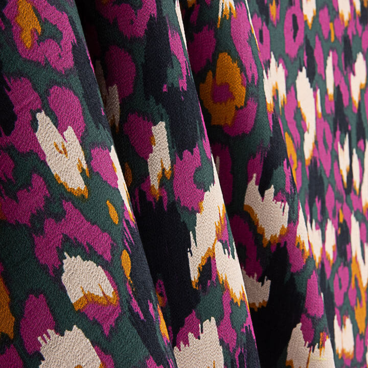 Purple Abstract Animal Print Viscose Crepe - Ribes y Casals