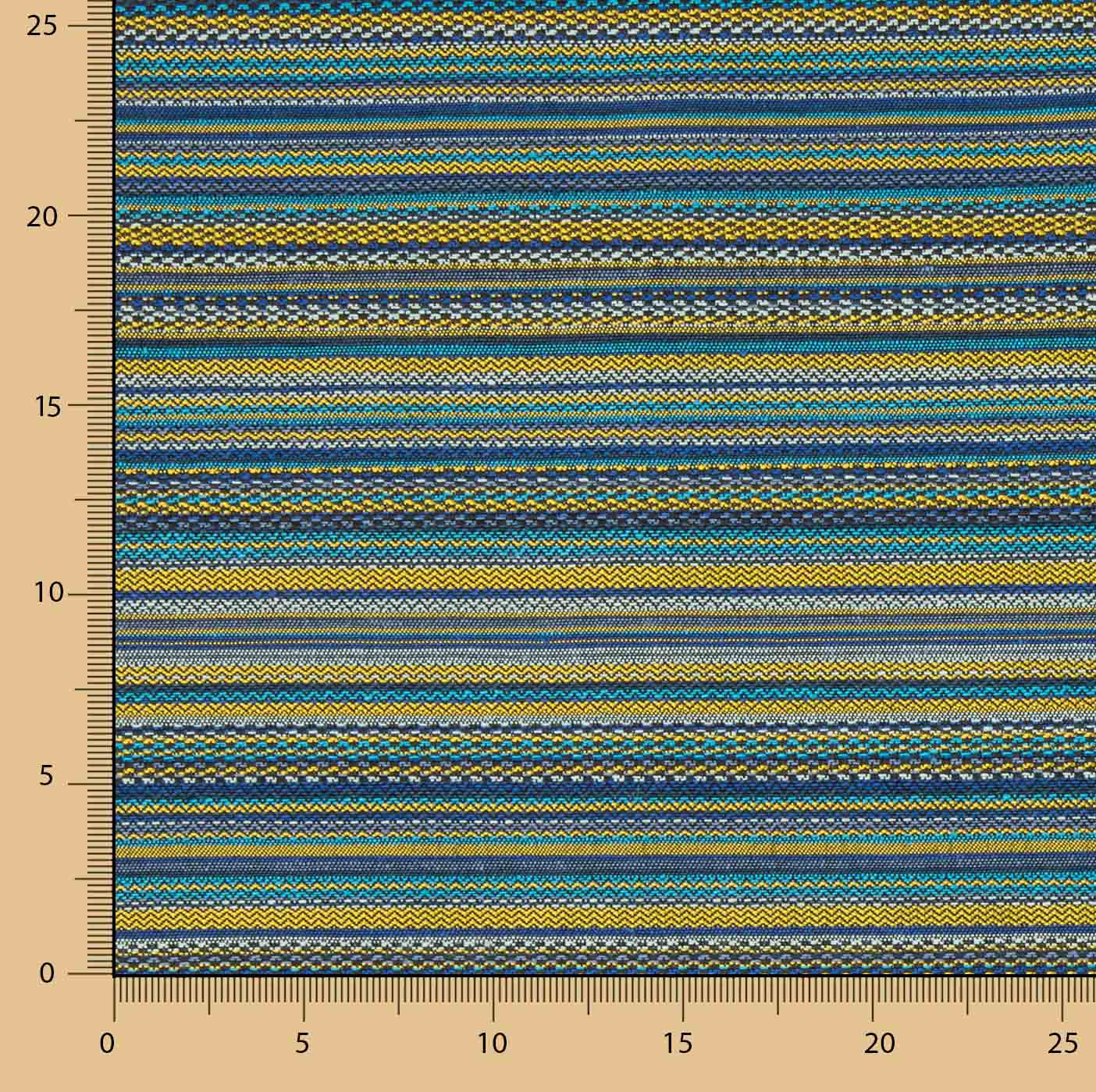 Alpujarreña Stripes Brocade in Blue, Turquoise and Mustard - Ribes y Casals