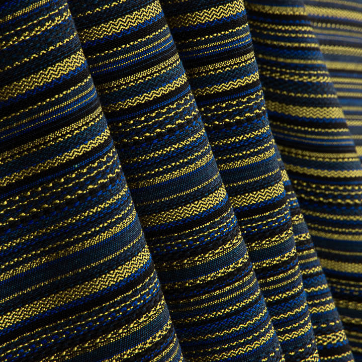 Alpujarreña Stripes Brocade – Blue, Black and Mustard - Ribes y Casals