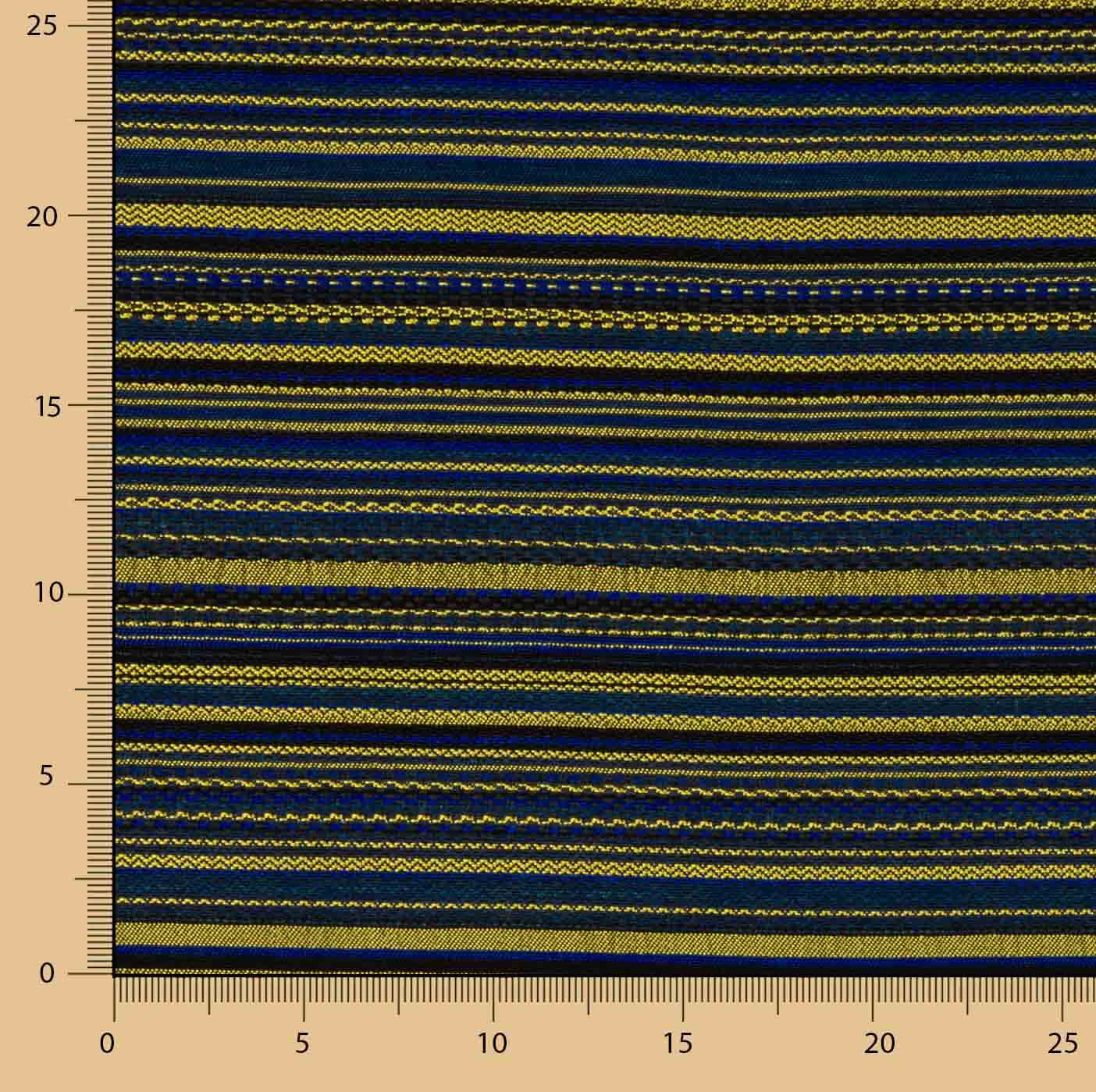 Alpujarreña Stripes Brocade – Blue, Black and Mustard - Ribes y Casals