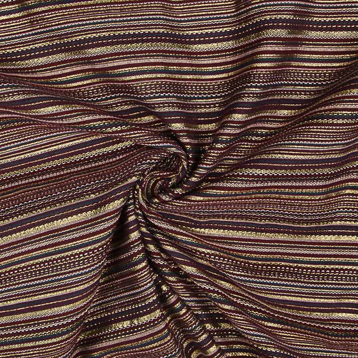 Alpujarra-style Lurex Brocade with Stripes in Scarlet and Pink - Ribes y Casals