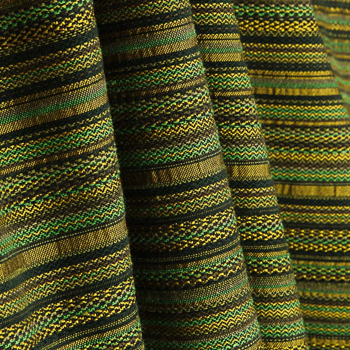 Green and Mustard Alpujarreña Stripes Brocade - Ribes y Casals