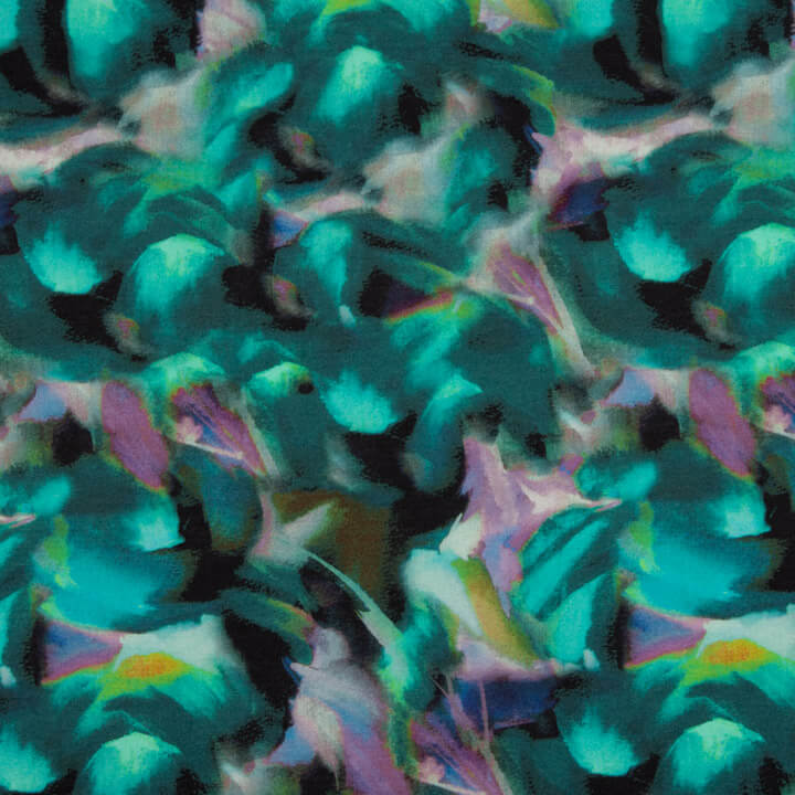 Emerald Green Brushstroke Printed Ponte Roma Knit - Ribes y Casals