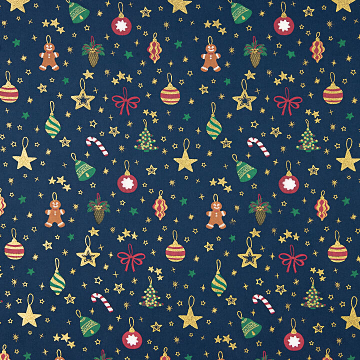 Christmas Poplin Decorations in Navy Blue - Ribes y Casals