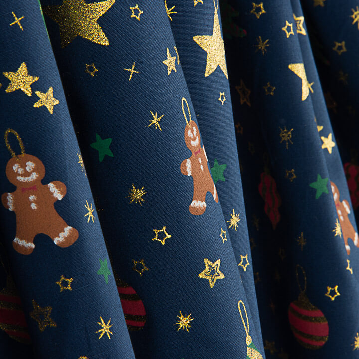 Christmas Poplin Decorations in Navy Blue - Ribes y Casals