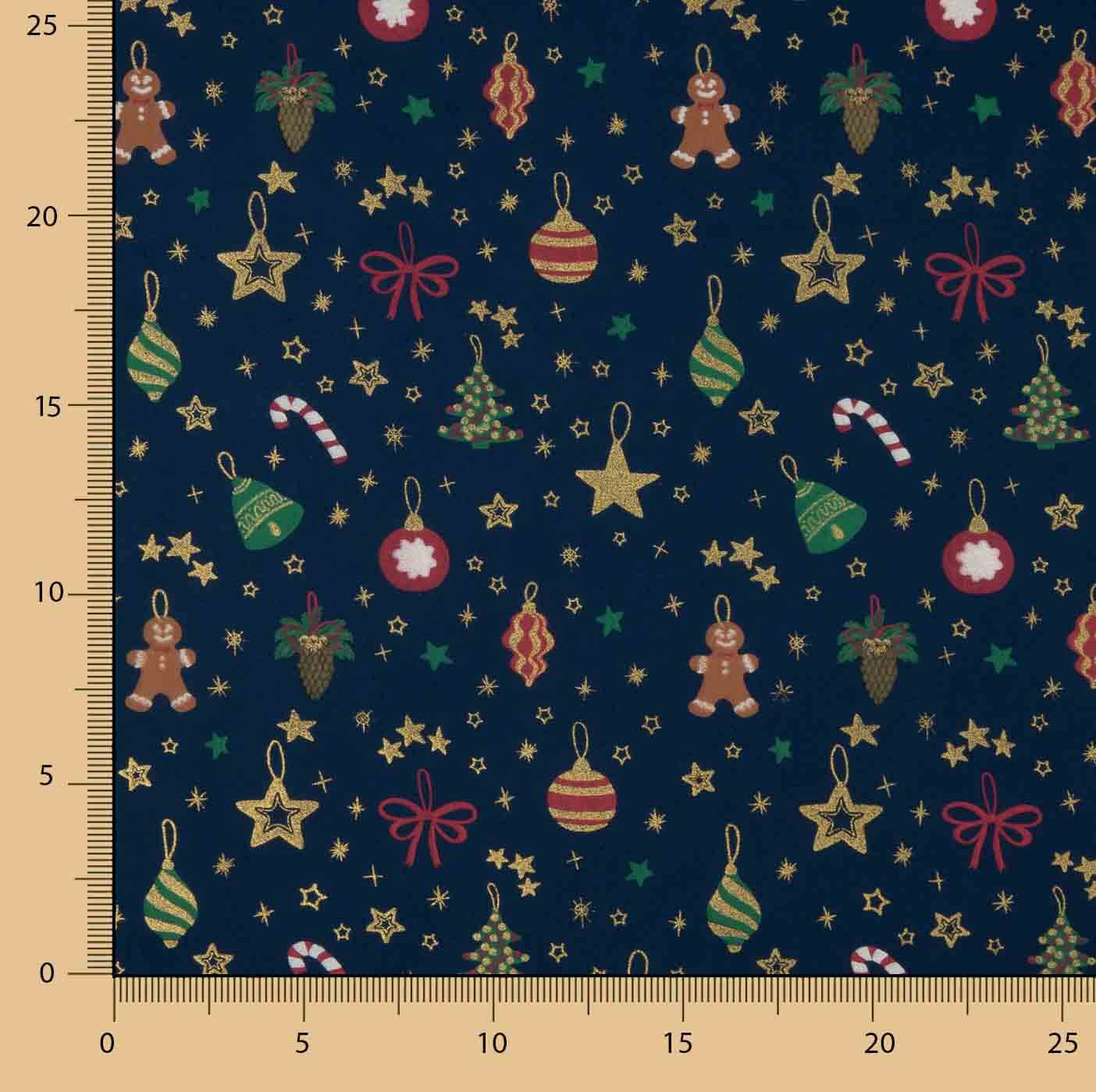 Christmas Poplin Decorations in Navy Blue - Ribes y Casals
