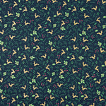 Christmas Poplin: Reindeer and Blue Holly - Ribes y Casals