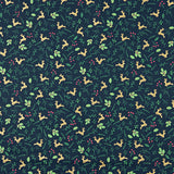 Christmas Poplin: Reindeer and Blue Holly - Ribes y Casals