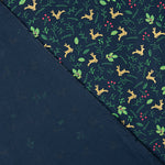 Christmas Poplin: Reindeer and Blue Holly - Ribes y Casals