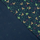 Christmas Poplin: Reindeer and Blue Holly - Ribes y Casals