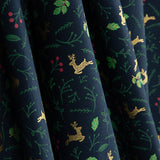 Christmas Poplin: Reindeer and Blue Holly - Ribes y Casals