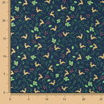 Christmas Poplin: Reindeer and Blue Holly - Ribes y Casals