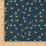 Christmas Poplin: Reindeer and Blue Holly - Ribes y Casals