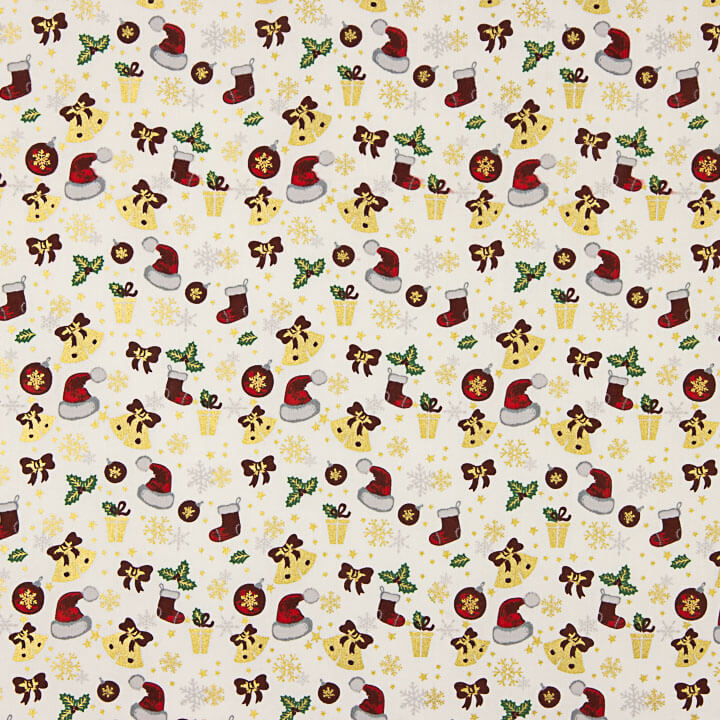 Christmas poplin with Christmas prints – White - Ribes y Casals