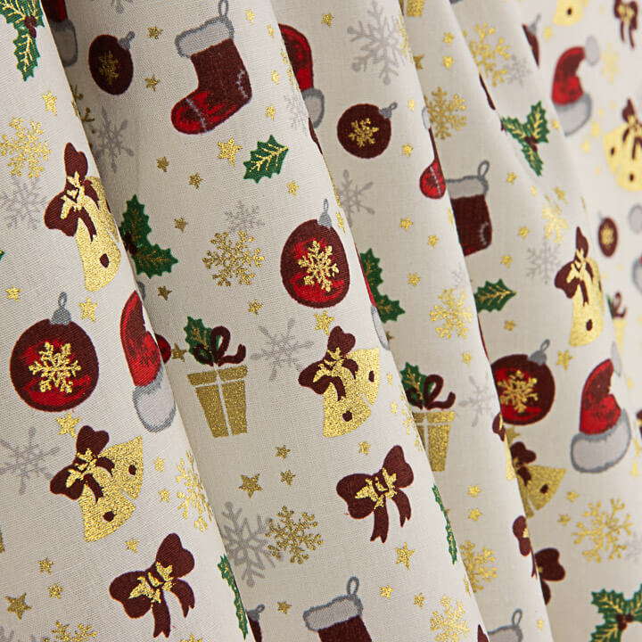 Christmas poplin with Christmas prints – White - Ribes y Casals