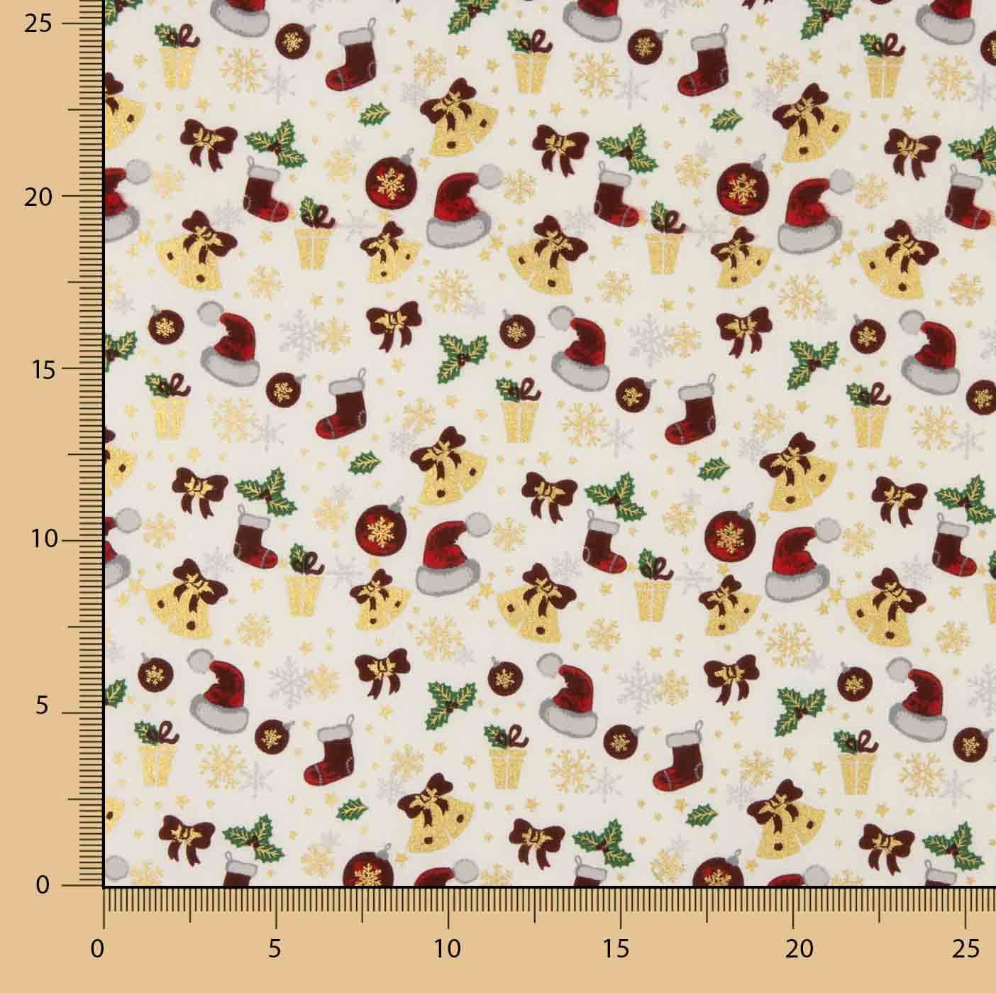 Christmas poplin with Christmas prints – White - Ribes y Casals