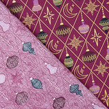Christmas Poplin with Maroon Baubles and Stars - Ribes y Casals