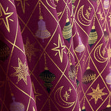 Christmas Poplin with Maroon Baubles and Stars - Ribes y Casals