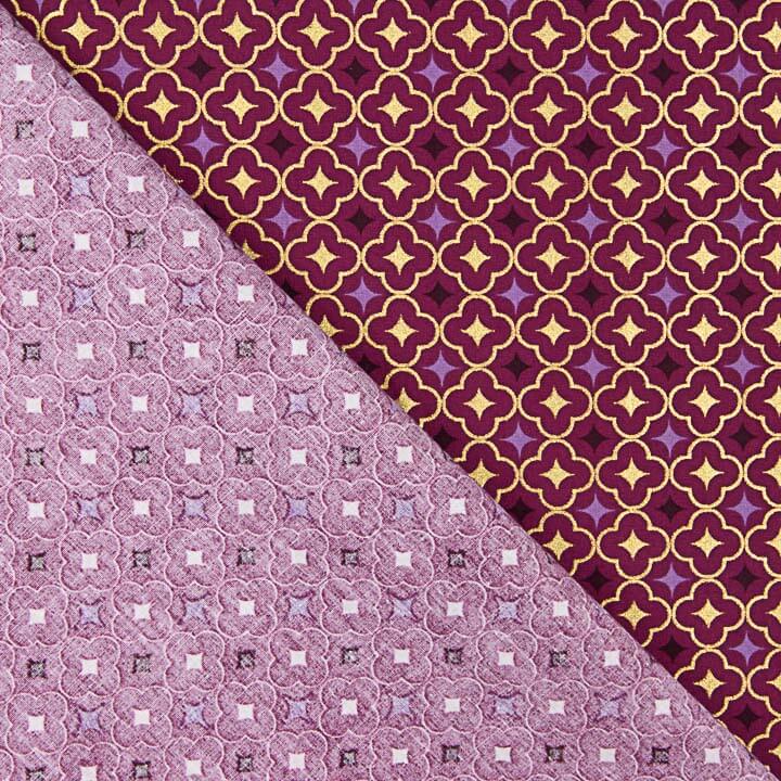 Gold and Maroon Geometric Christmas Poplin - Ribes y Casals