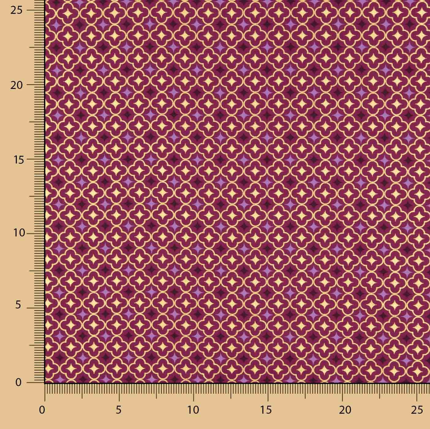 Gold and Maroon Geometric Christmas Poplin - Ribes y Casals