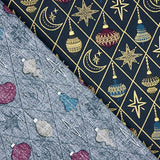 Christmas Poplin with Baubles and Stars in Navy Blue - Ribes y Casals