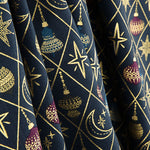 Christmas Poplin with Baubles and Stars in Navy Blue - Ribes y Casals