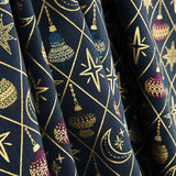 Christmas Poplin with Baubles and Stars in Navy Blue - Ribes y Casals