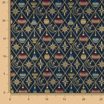 Christmas Poplin with Baubles and Stars in Navy Blue - Ribes y Casals