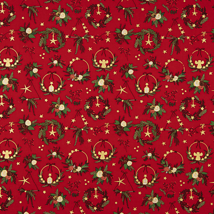 Christmas Poplin Wreaths – Red - Ribes y Casals