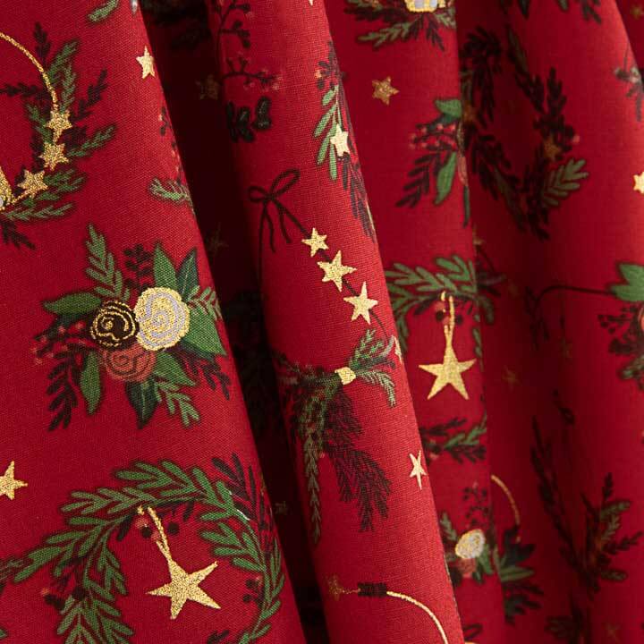 Christmas Poplin Wreaths – Red - Ribes y Casals