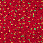 Christmas Poplin with Reindeer and Red Holly - Ribes y Casals