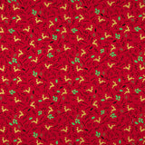 Christmas Poplin with Reindeer and Red Holly - Ribes y Casals