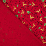 Christmas Poplin with Reindeer and Red Holly - Ribes y Casals